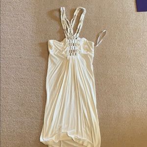 Bebe Cream Braided Halter Dress